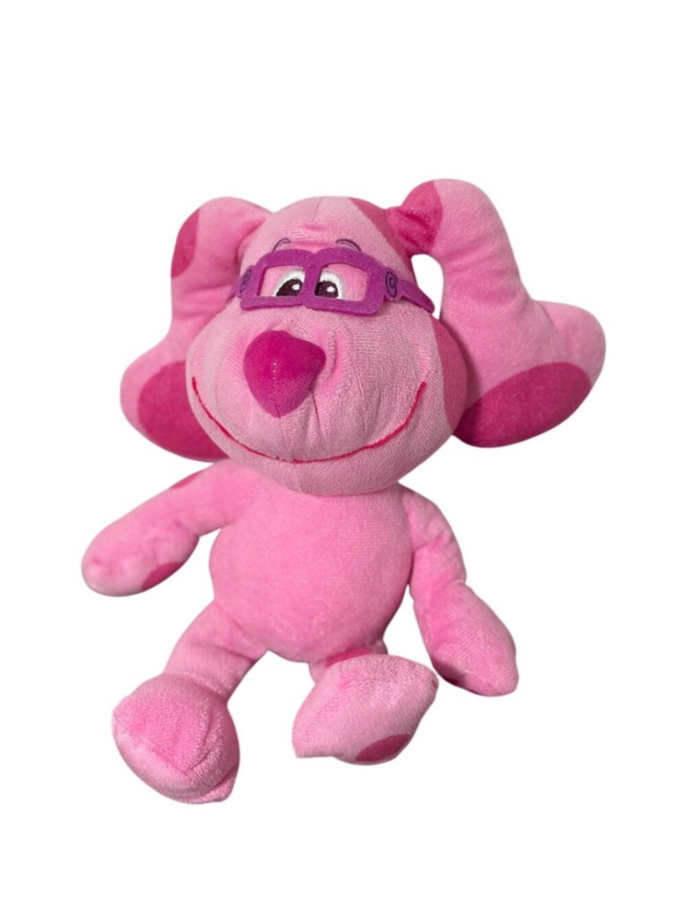 Blues Clues Pink Magenta Plush Stuffed Animal Doll Toy 12 in Tall wearing Glasse